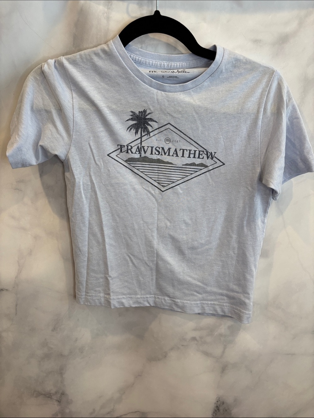 Travis Mathew Kids Pale Blue Palm Logo Tee